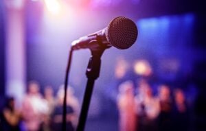 Microphone in front of audience